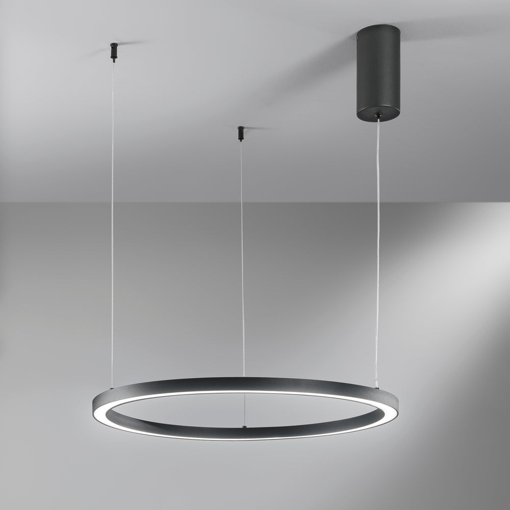 SOSPENSIONE LED HOOP NERA 30W 4500LM CCT 60X60X150CM