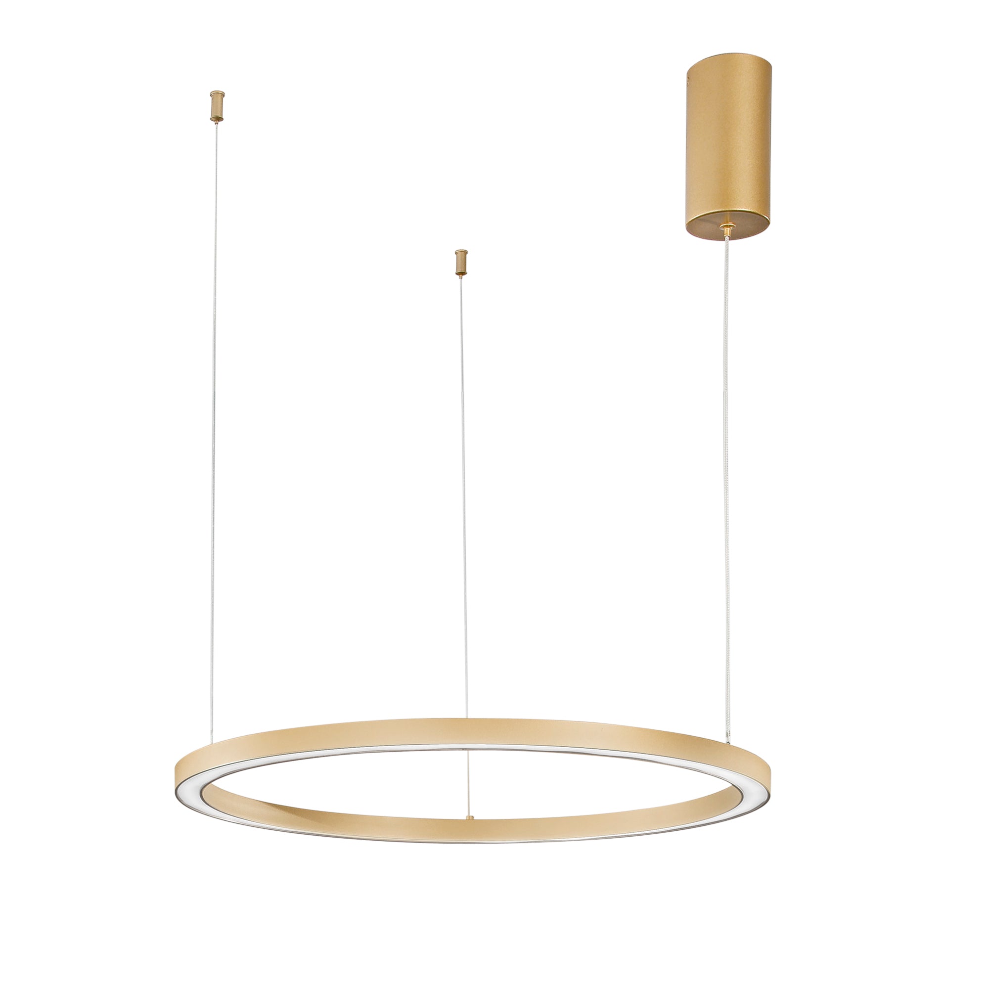 "Sospensione LED HOOP in alluminio oro diffusore in acrilico e cavi regolabili, CCT, Ø 60cm."