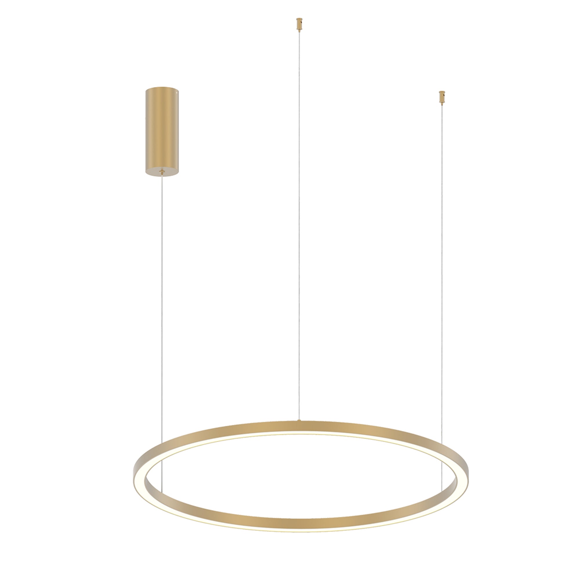 "Sospensione LED HOOP in alluminio oro diffusore in acrilico e cavi regolabili, CCT, Ø 80cm."