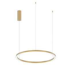 "Sospensione LED HOOP in alluminio oro diffusore in acrilico e cavi regolabili, CCT, Ø 80cm."