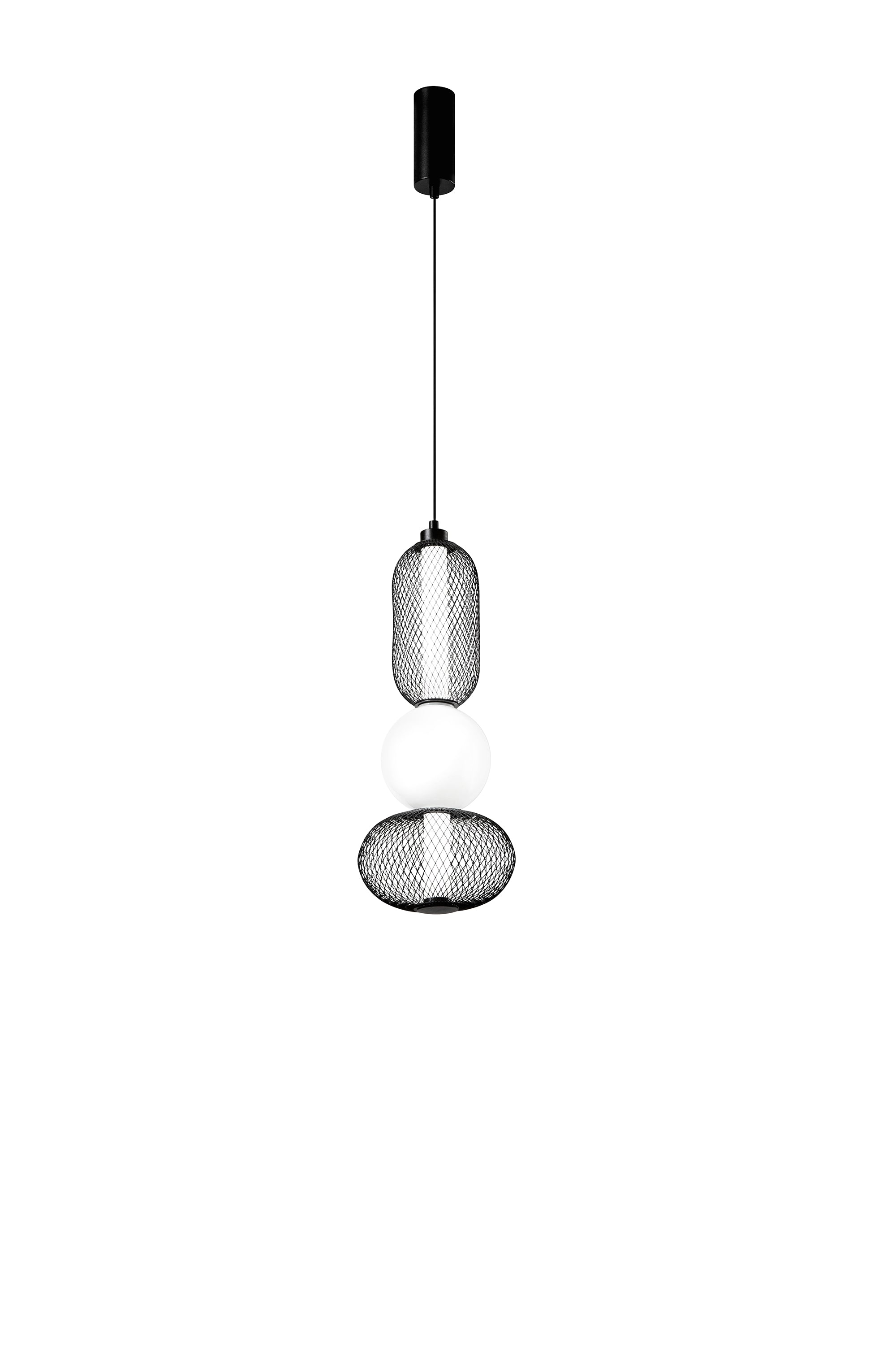 SOSPENSIONE LED INKAS NERA IN VETRO 21W 2460LM CCT 3000/3500/4000K 60X22X22CM