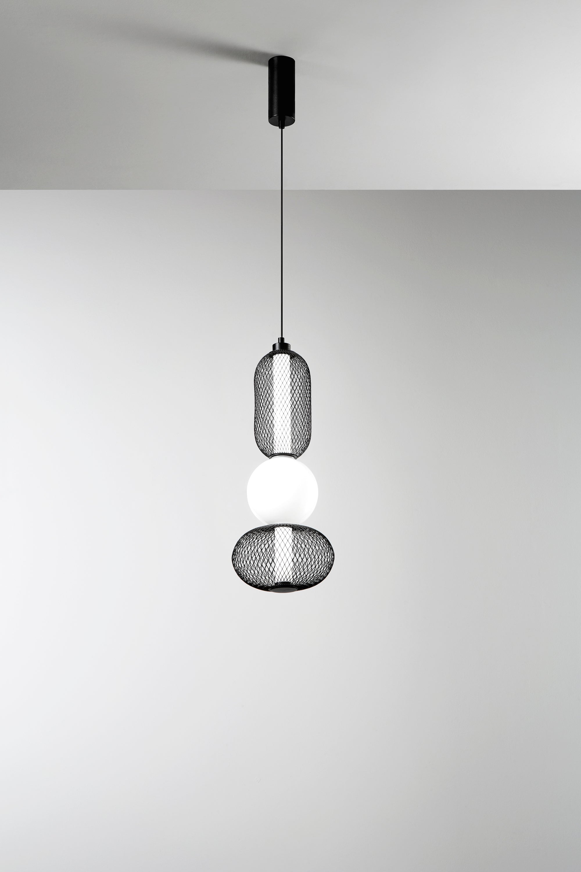 SOSPENSIONE LED INKAS NERA IN VETRO 21W 2460LM CCT 3000/3500/4000K 60X22X22CM