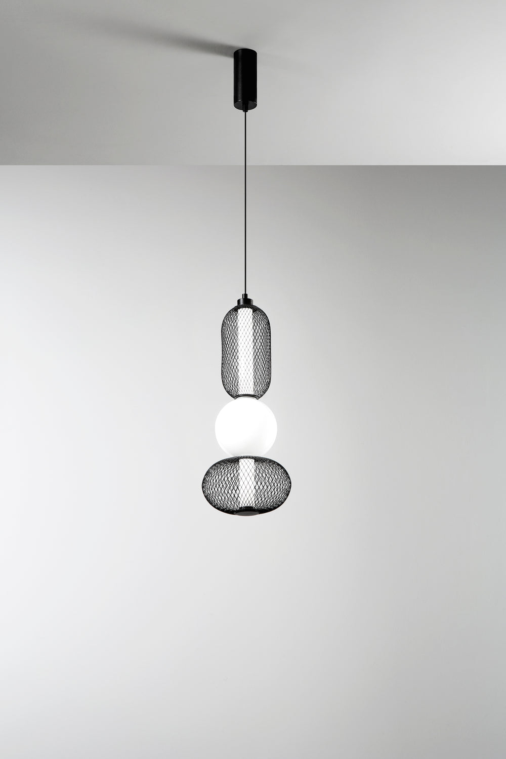 SOSPENSIONE LED INKAS NERA IN VETRO 21W 2460LM CCT 3000/3500/4000K 60X22X22CM