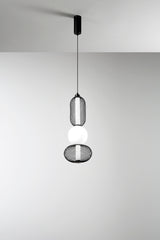 SOSPENSIONE LED INKAS NERA IN VETRO 21W 2460LM CCT 3000/3500/4000K 60X22X22CM
