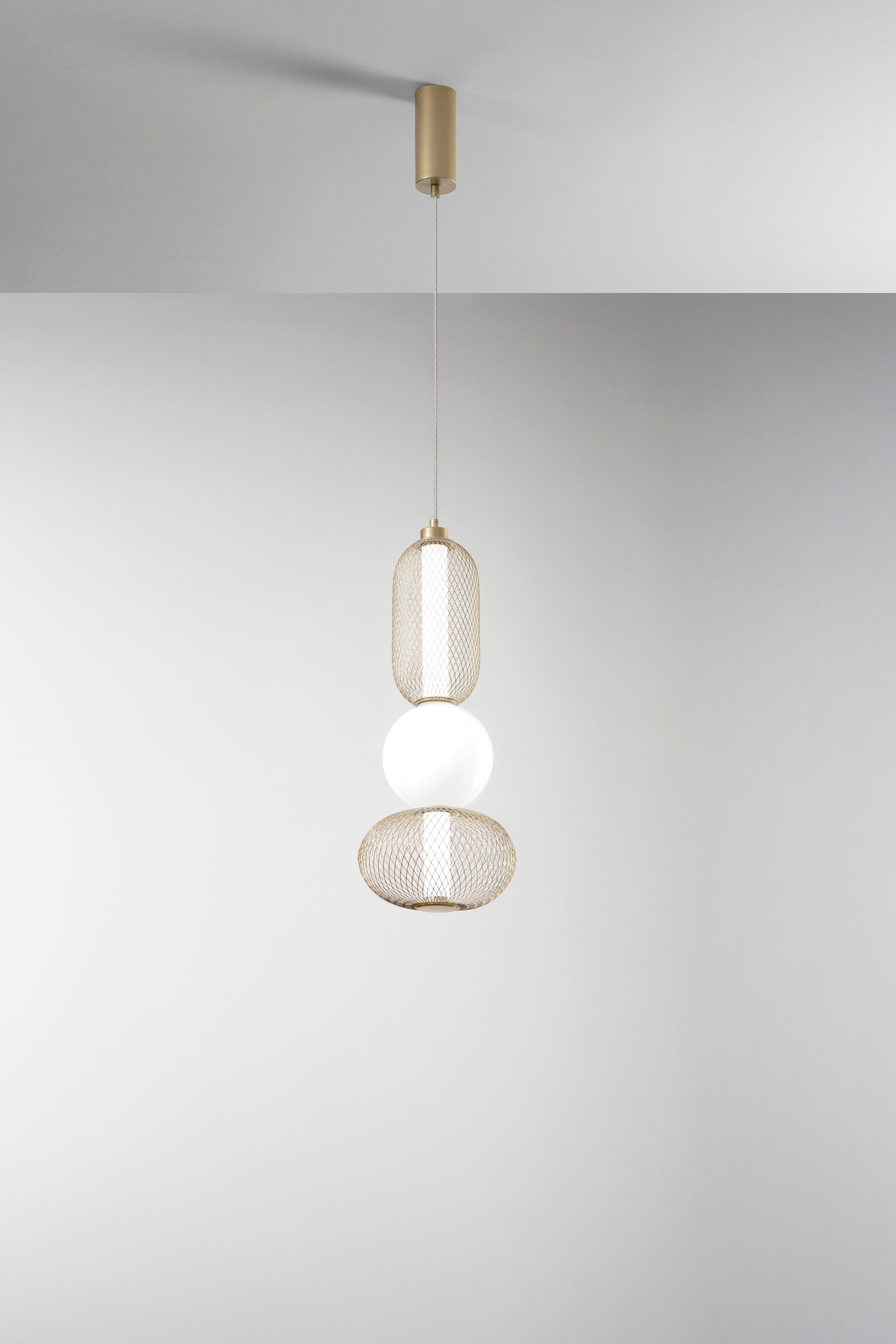 SOSPENSIONE LED INKAS ORO IN VETRO 21W 2460LM CCT 3000/3500/4000K 60X22X22CM