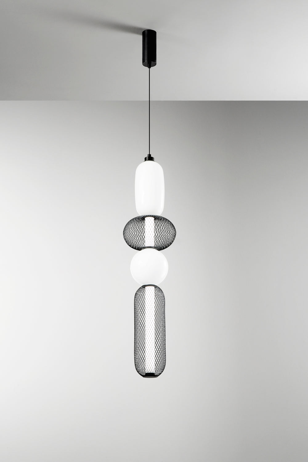 SOSPENSIONE LED INKAS NERA IN VETRO 31W 3720LM CCT 3000/3500/4000K 98X22X22CM