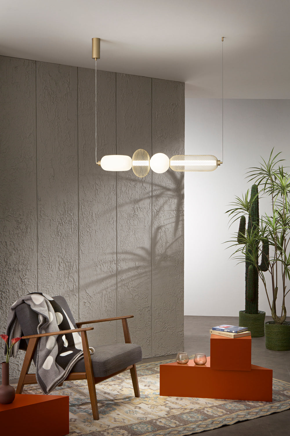 SOSPENSIONE LED INKAS ORO IN VETRO 31W 3720LM CCT 3000/3500/4000K 98X22X22CM
