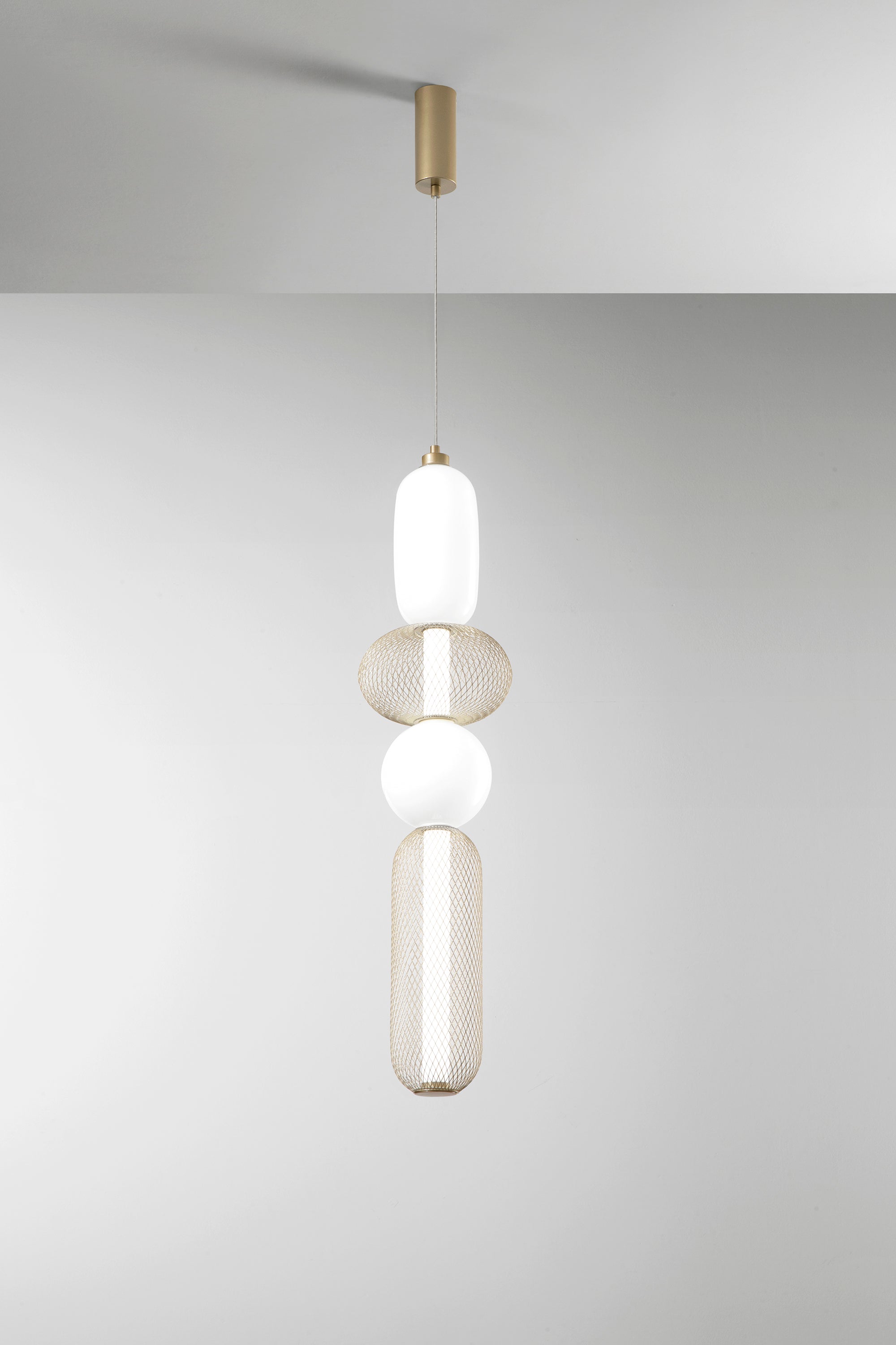 SOSPENSIONE LED INKAS ORO IN VETRO 31W 3720LM CCT 3000/3500/4000K 98X22X22CM