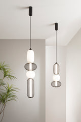 SOSPENSIONE LED INKAS NERA IN VETRO 21W 2460LM CCT 3000/3500/4000K 60X22X22CM