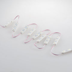 "Kit 20 moduli LED INSIGN 5050 con lente 3LED 1.2W DC12V 6000K (luce fredda) IP66 con cavo"