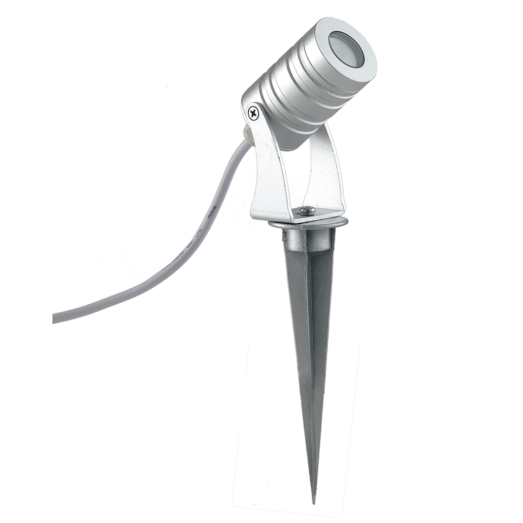 "Proiettore LED per esterno IRIDE argento con picchetto incluso 3x1W con funzione RGB"