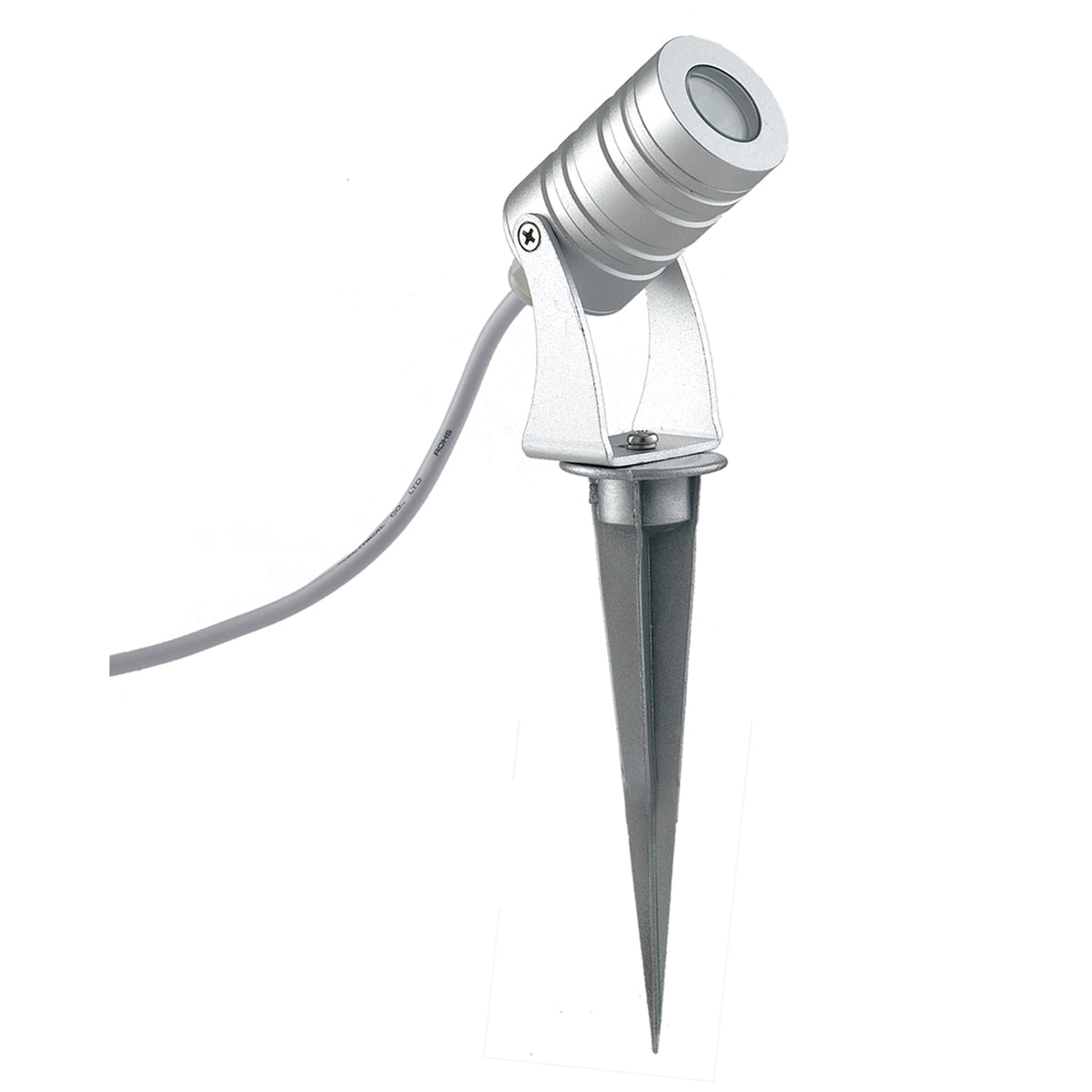 "Proiettore LED per esterno IRIDE argento con picchetto incluso 3x1W con funzione RGB"