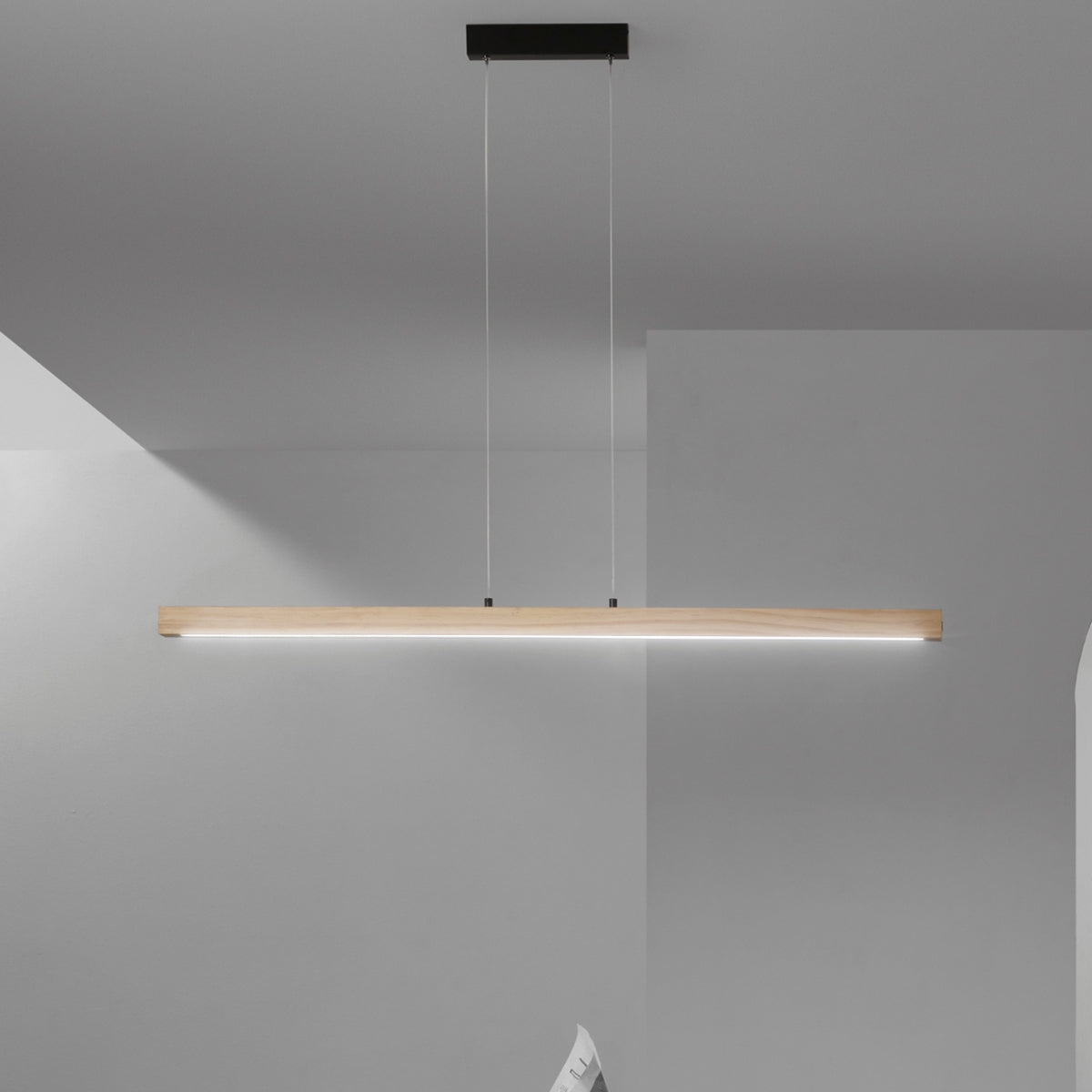 SOSPENSIONE LED JOSEPH LEGNO 22W 2750LM CCT 125X4,5X150CM