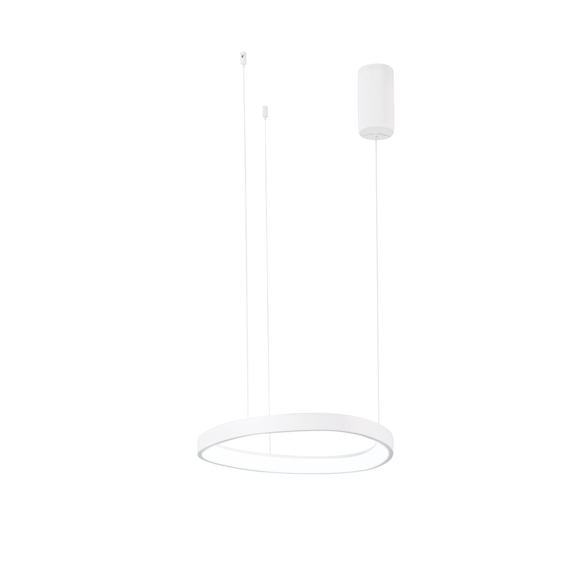 "Sospensione LED KLAPTON in alluminio bianco, cavo regolabile, CCT, h150cm. Ø 45 cm."