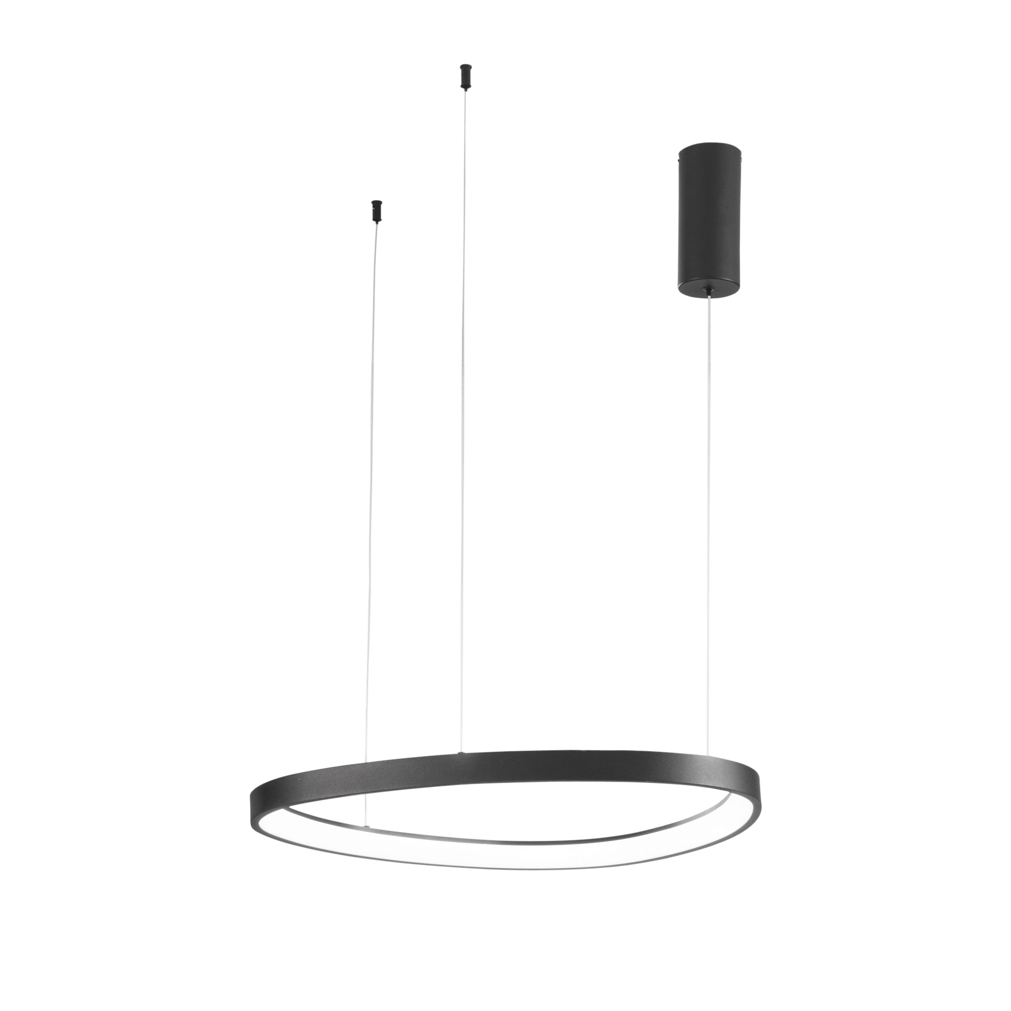 "Sospensione LED KLAPTON in alluminio nero, cavo regolabile, CCT, h150cm. Ø 65 cm."