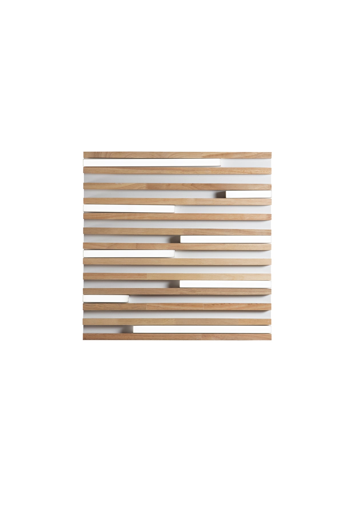 "Plafoniera LED Kuma quadrata in legno su metallo bianco, CCT, 41cm"