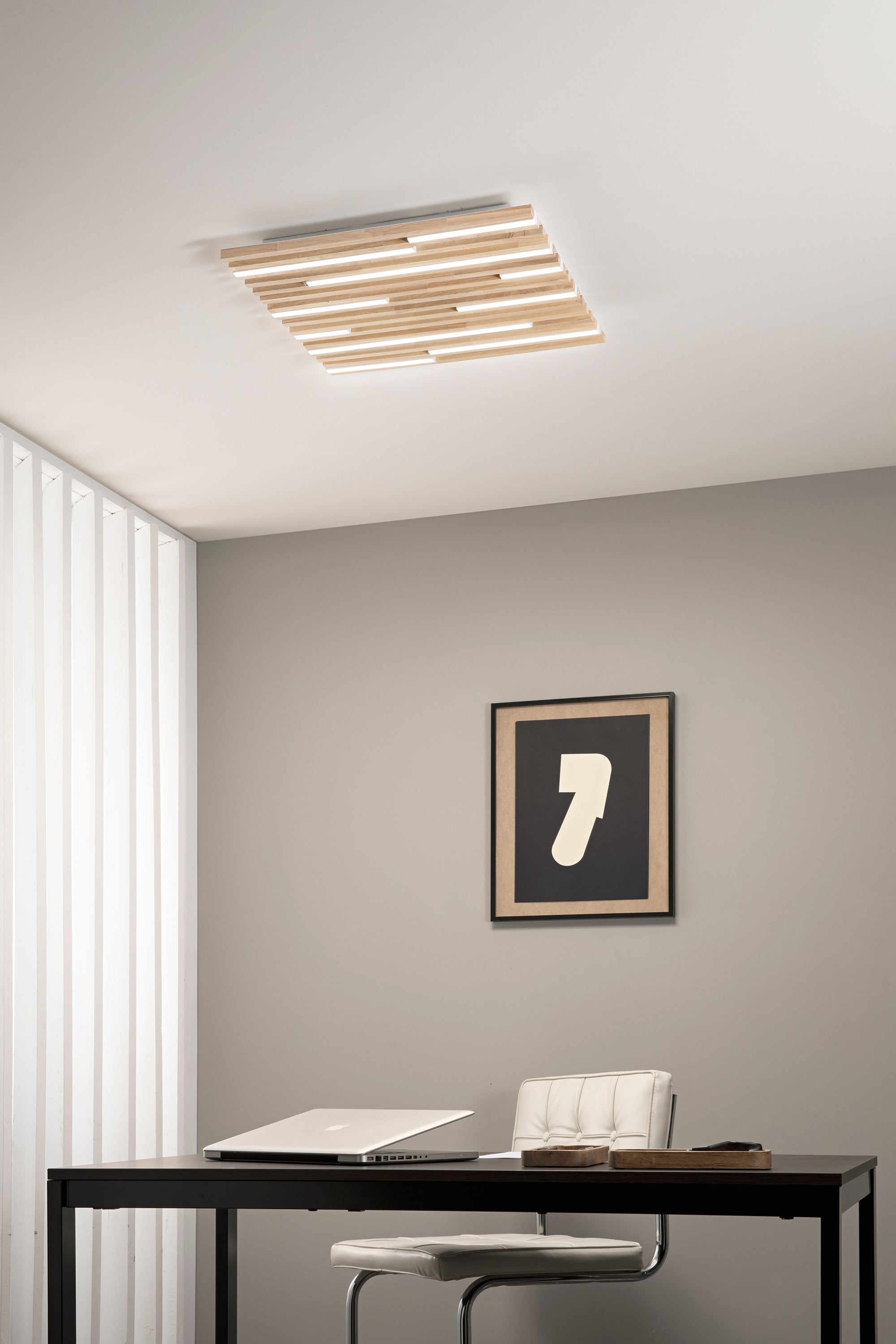 PLAFONIERA LED KUMA BIANCA IN LEGNO 40W CCT 2700/3200/4000K L50X50XH5,2 CM