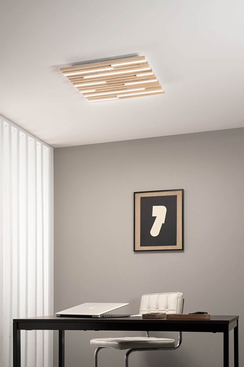 PLAFONIERA LED KUMA BIANCA IN LEGNO 40W CCT 2700/3200/4000K L50X50XH5,2 CM