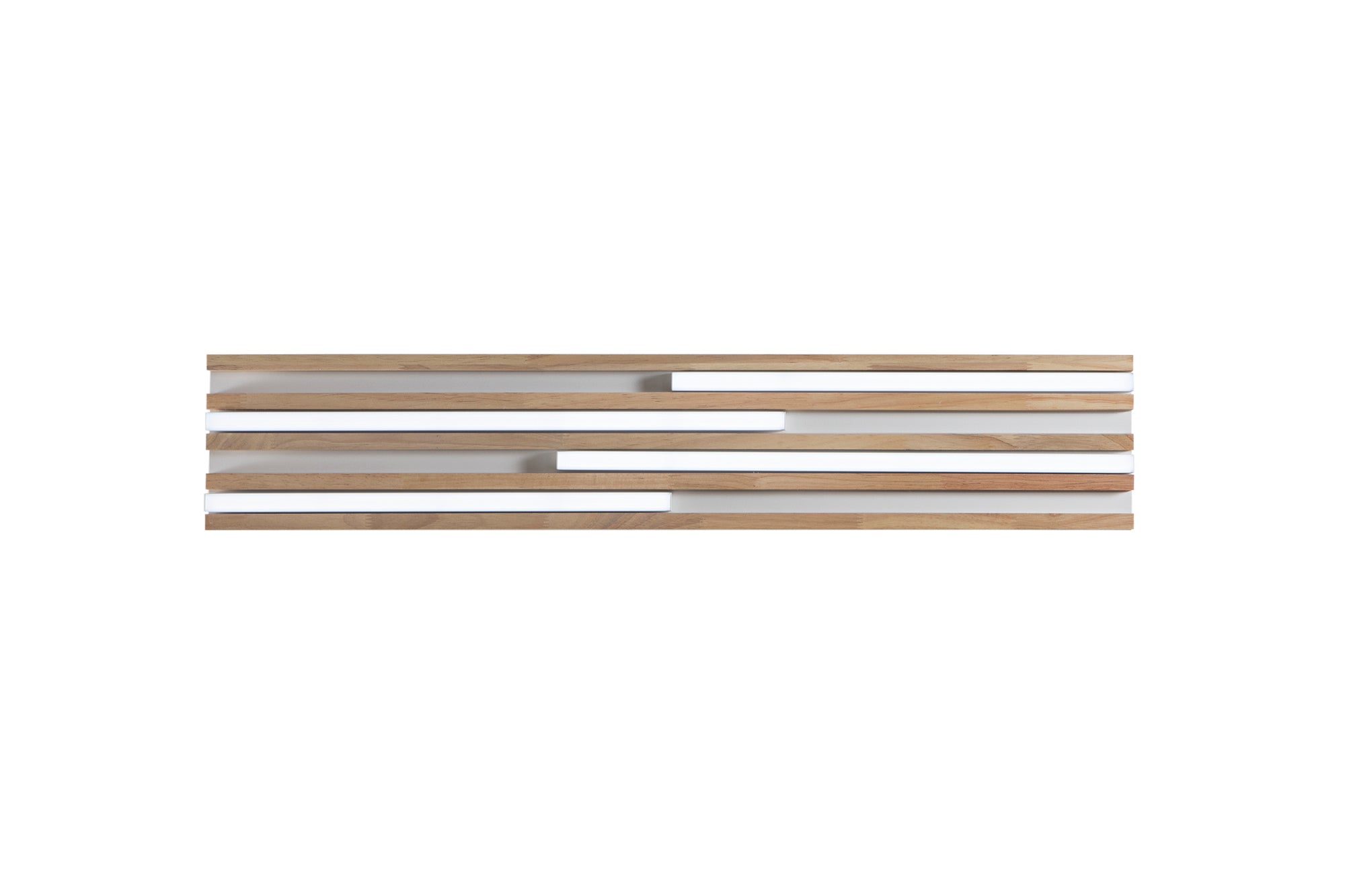 "Plafoniera LED Kuma rettangolare in legno su metallo bianco, CCT, h 80 x 15cm."