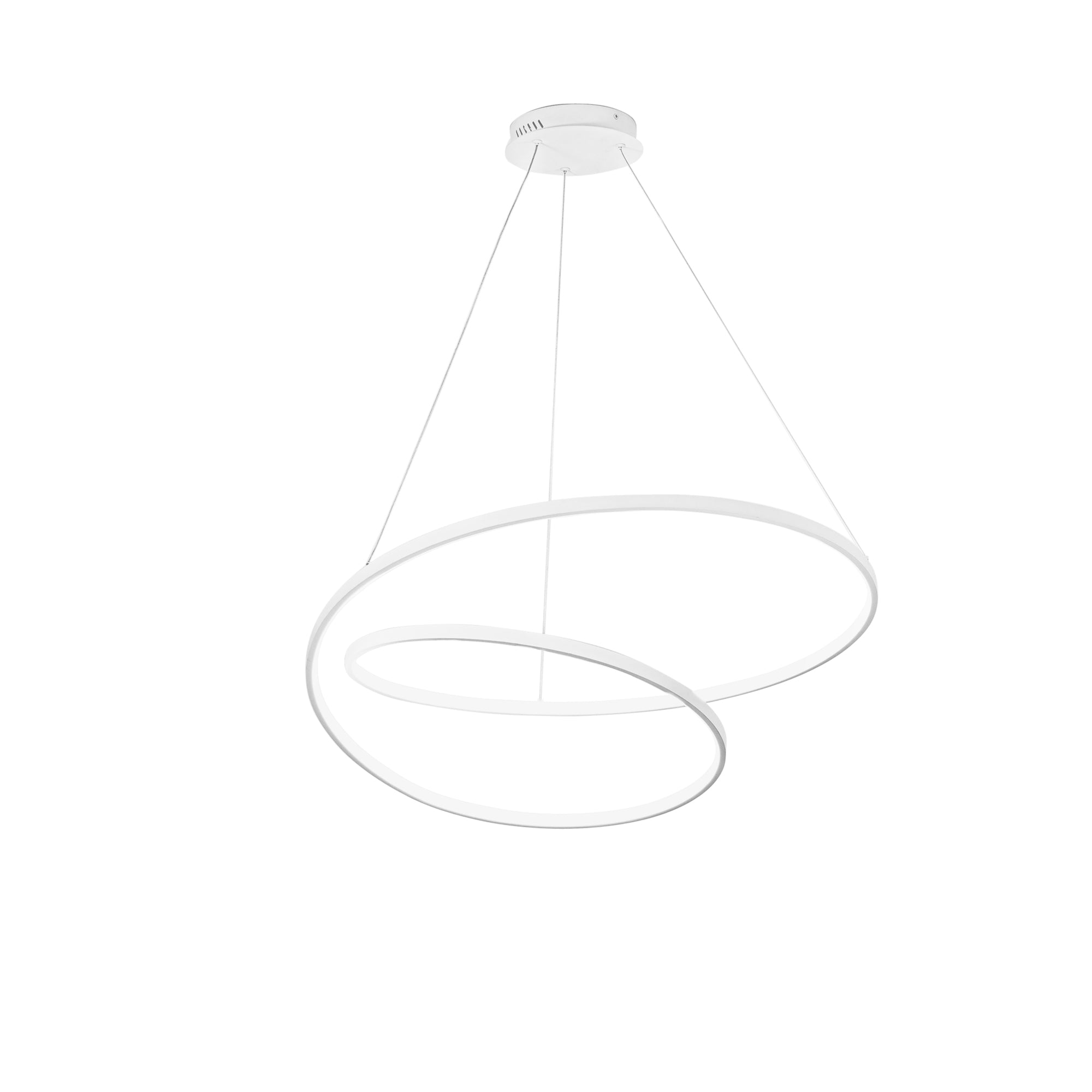 "Sospensione LED LIEVE in alluminio bianco, CCT, h 130cm. Ø 80cm."
