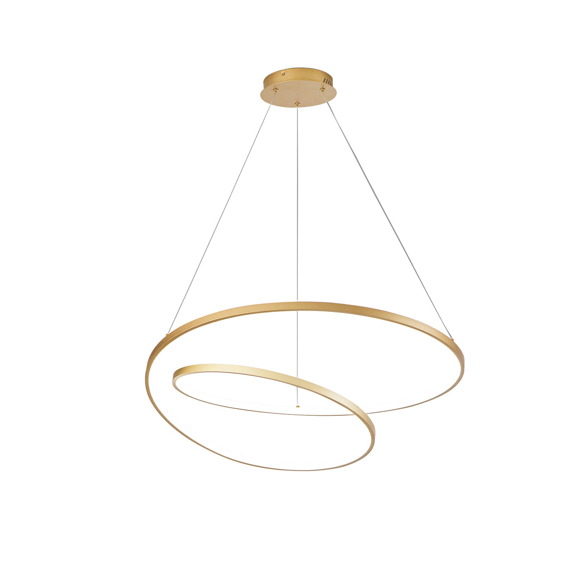 "Sospensione LED LIEVE in alluminio oro, CCT, h 130cm. Ø 80cm."