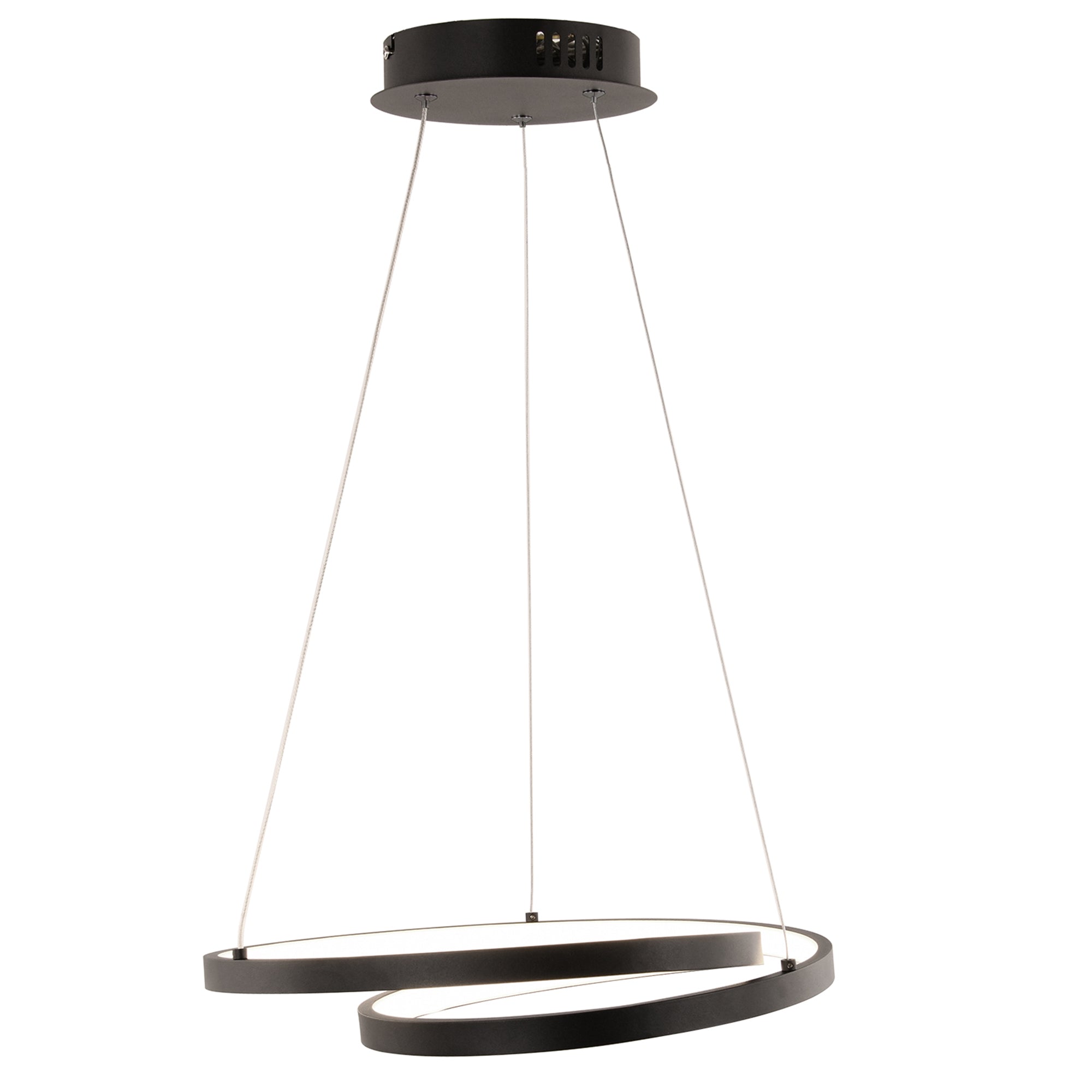 "Sospensione LED LIEVE in alluminio nero, CCT, h 130cm. Ø 40cm."
