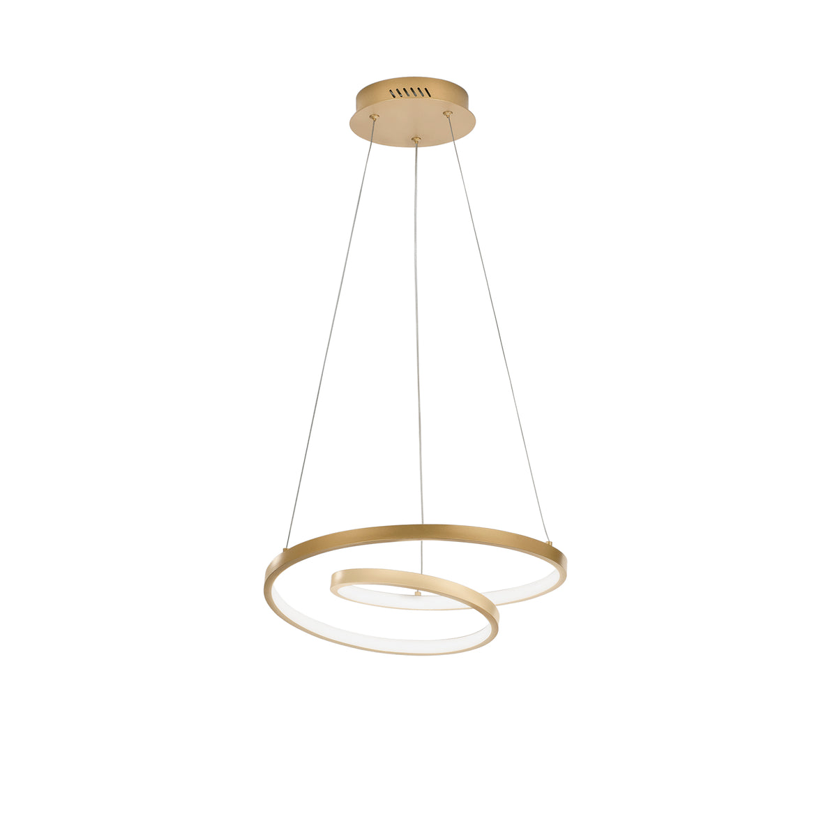 "Sospensione LED LIEVE in alluminio oro, CCT, h 130cm. Ø 40cm."