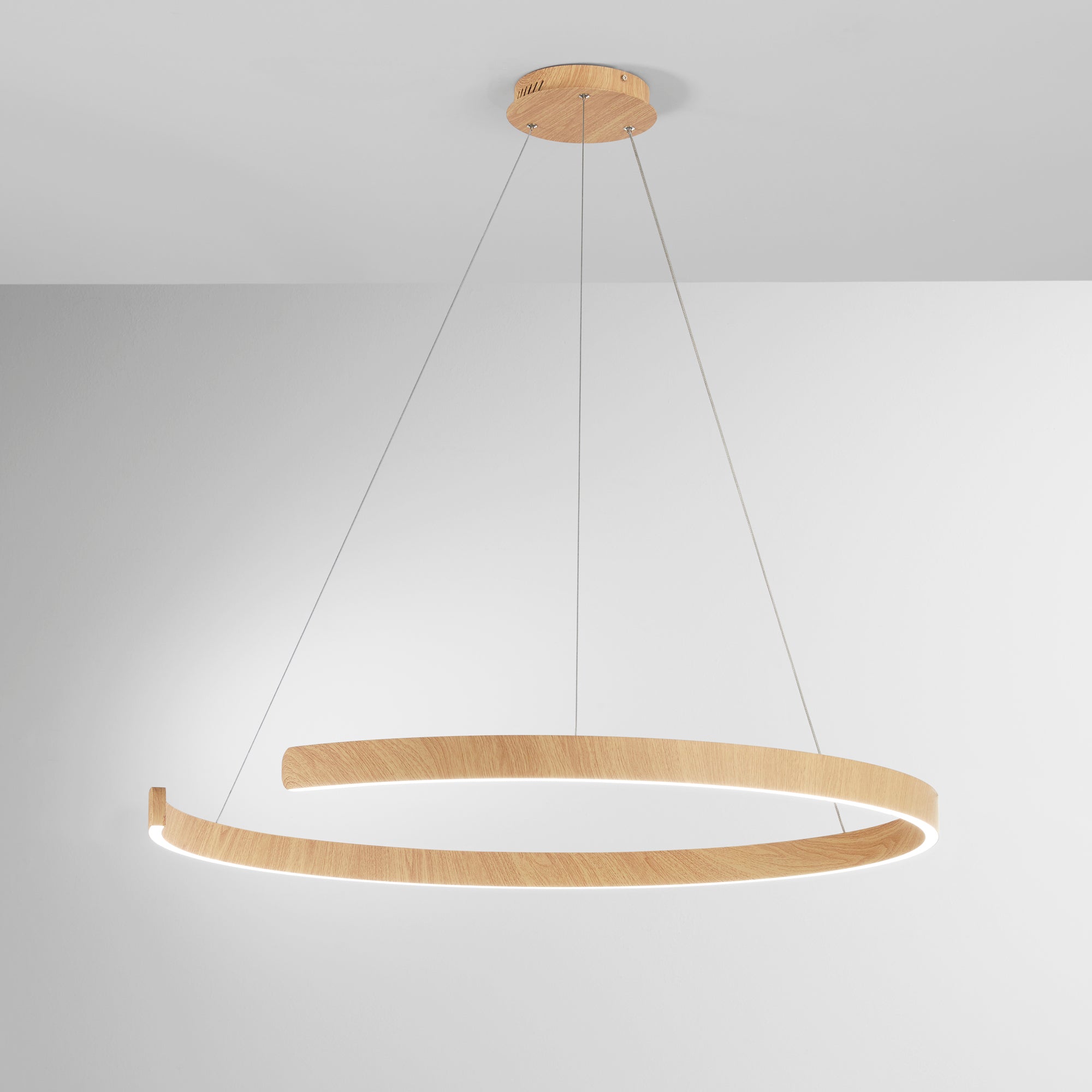 SOSPENSIONE LED NAVEL LEGNO 50W 6600LM CCT 100X100X150CM