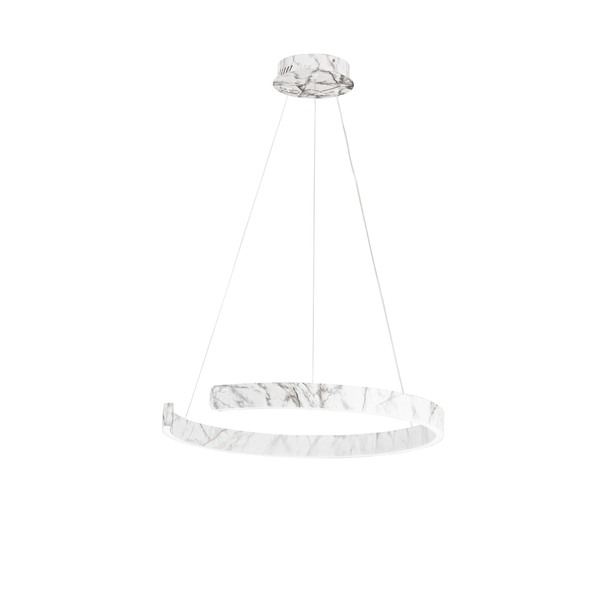 "Sospensione semicircolare LED NAVEL in metallo effetto marmo con CCT 60 cm."