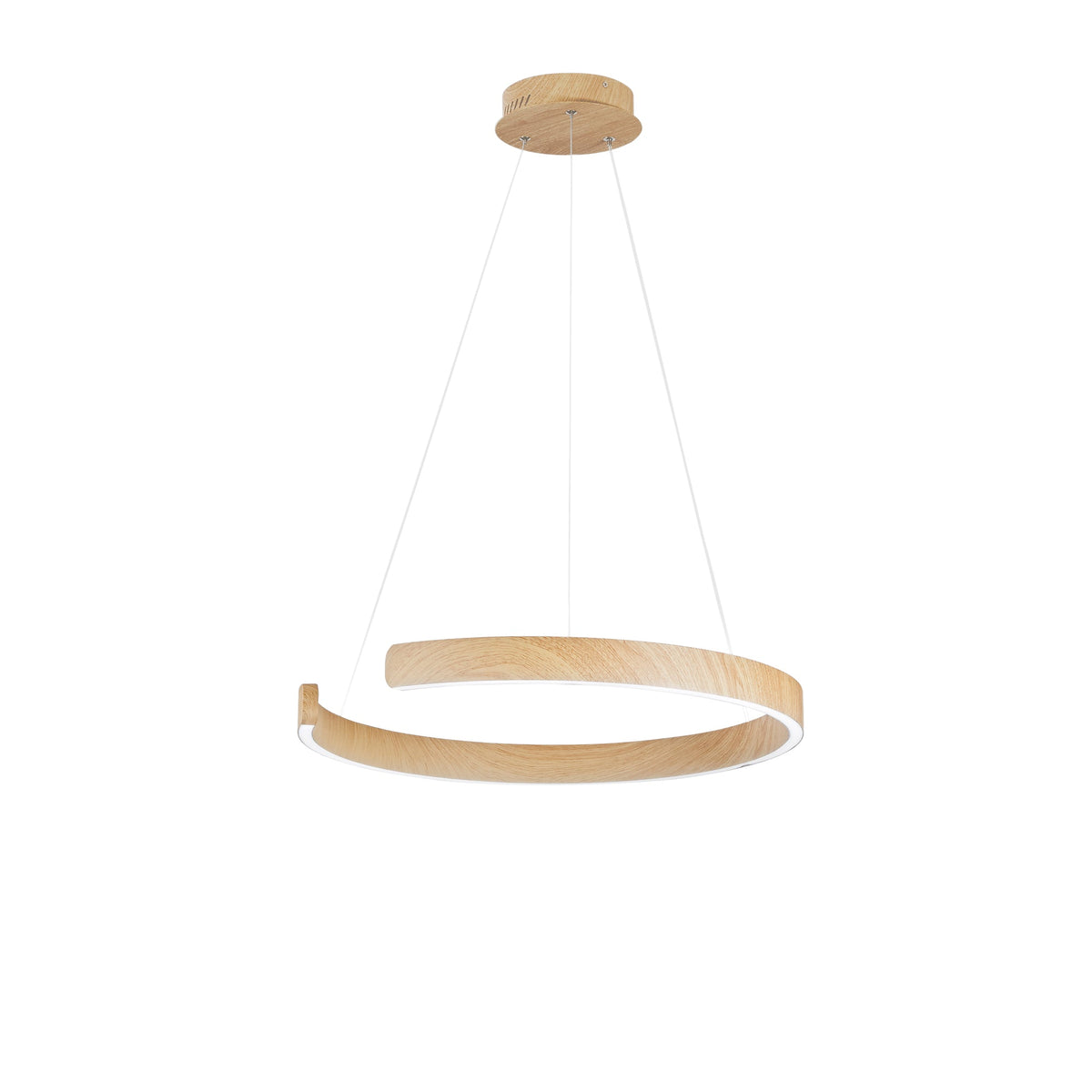 "Sospensione semicircolare LED NAVEL in metallo effetto legno con CCT 60 cm."