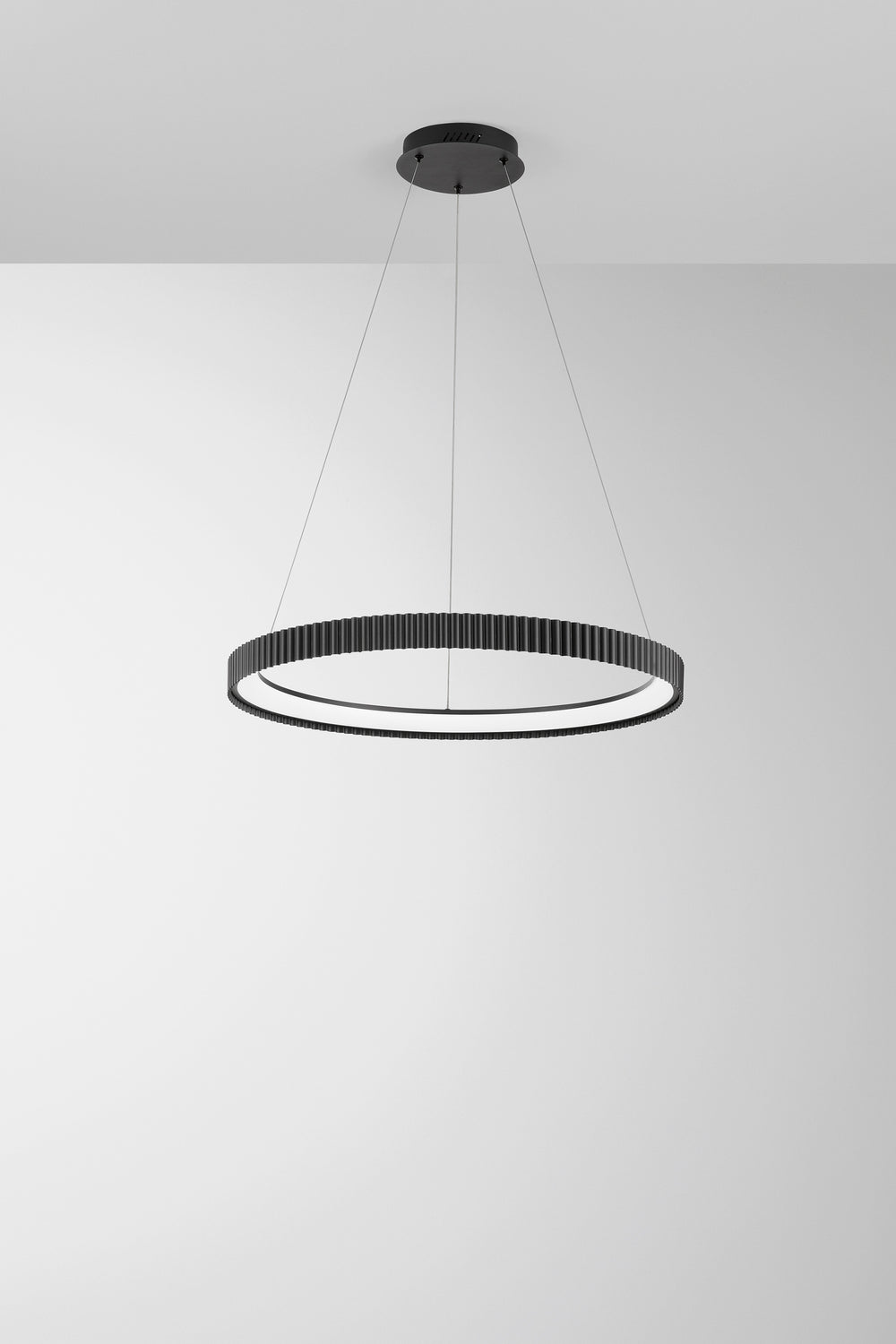 SOSPENSIONE LED NIKE NERA IN METALLO 58W 8470LM DIP-CCT 2700K/3200K/4000K D69,5XH150CM