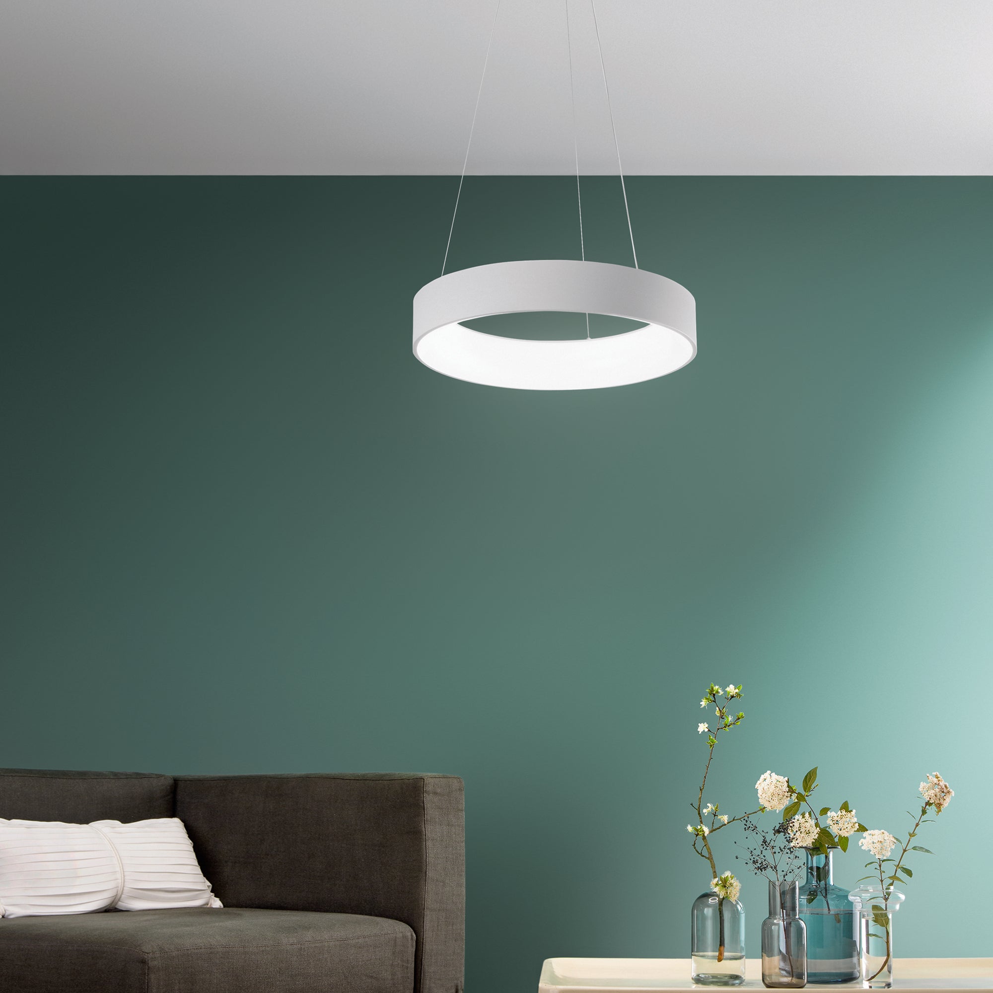 SOSPENSIONE LED NOAH BIANCA 60W 8000LM CCT 60X10X150CM