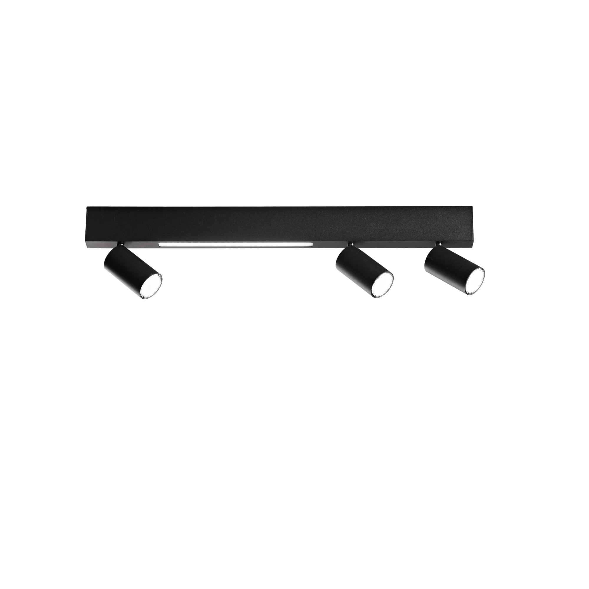 "Applique LED ORIENTED in metallo nero con 3 faretti e 1 striscia LED, CCT, 70 cm."