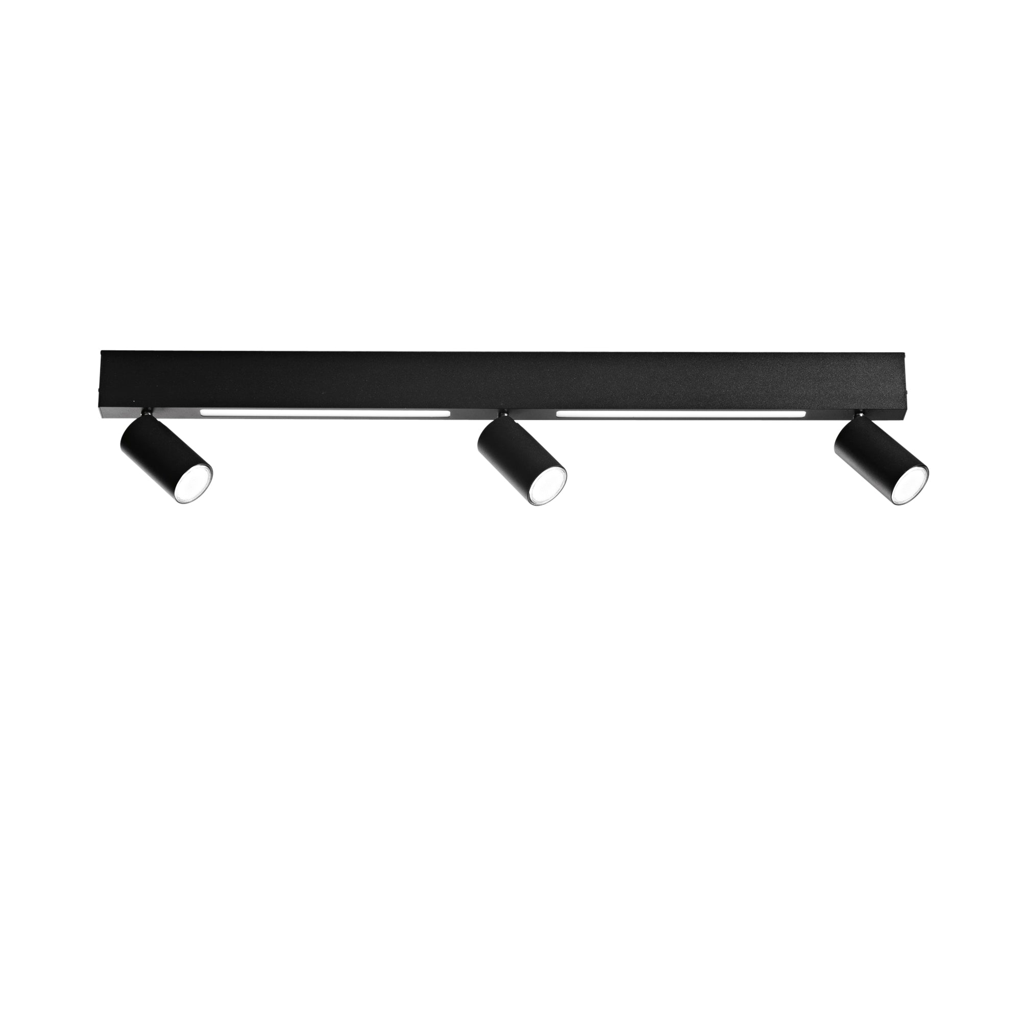 "Applique LED ORIENTED in metallo nero con 3 faretti e 2 striscia LED, CCT, 90 cm."