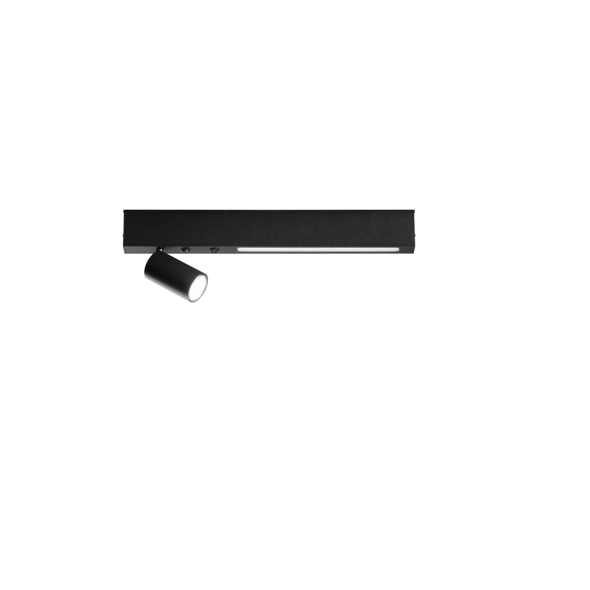 "Applique LED ORIENTED in metallo nero con 1 faretto e 1 striscia LED, CCT, 50 cm."