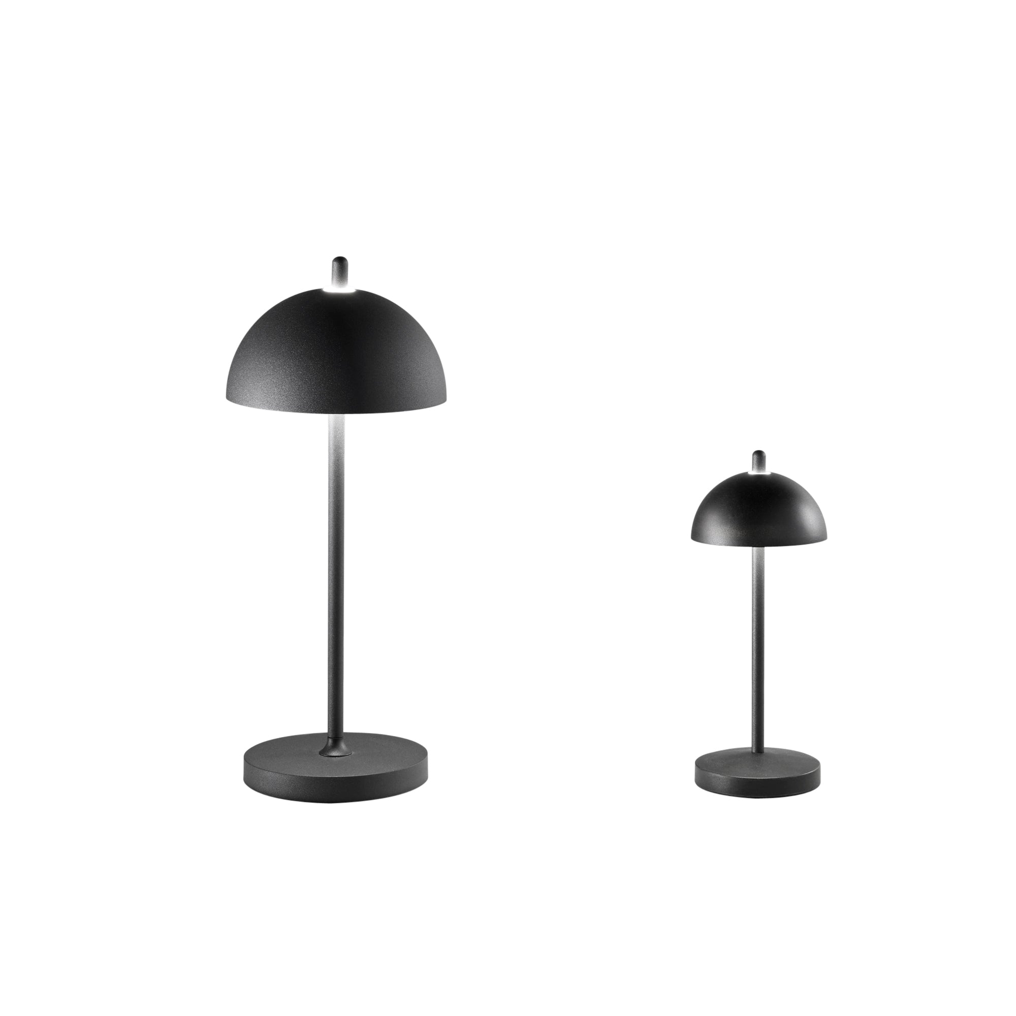"Lumetto LED PARTY small ricaricabile da esterno in metallo nero con dimmer