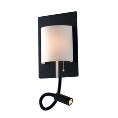"Applique LED POP in metallo nero con paralume bianco e braccio flessibile"