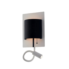 "Applique LED POP in metallo bianco con paralume nero e braccio flessibile"