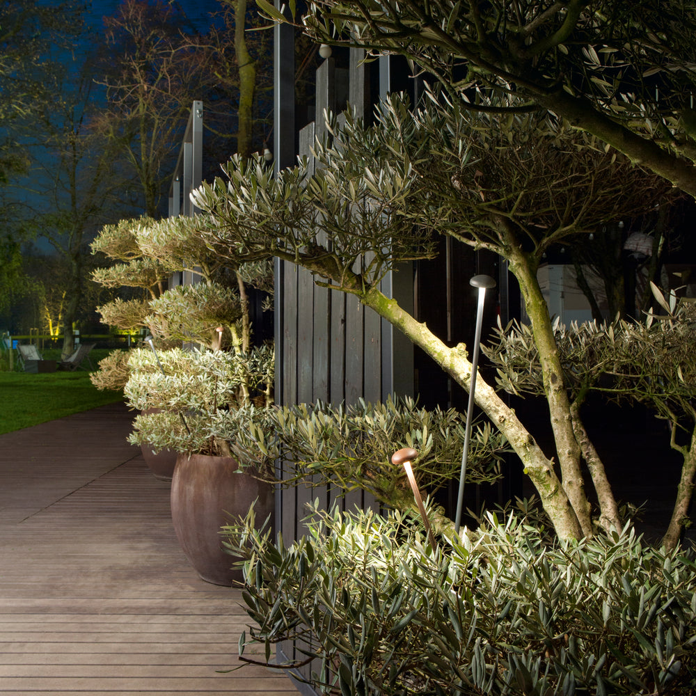KIT 4PZ PALETTI DA GIARDINO LED DC24V PUCK ANTRACITE 3W 360LM 3000K IP65 4,2X60CM INCLUSI CAVI 300CM