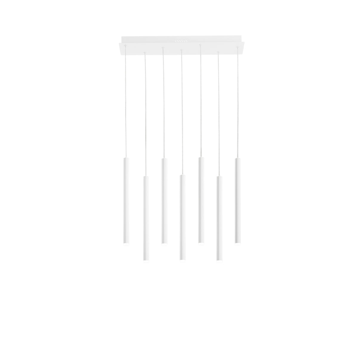 "Sospensione LED PYPE a 7 pendenti in metallo bianco, CCT"
