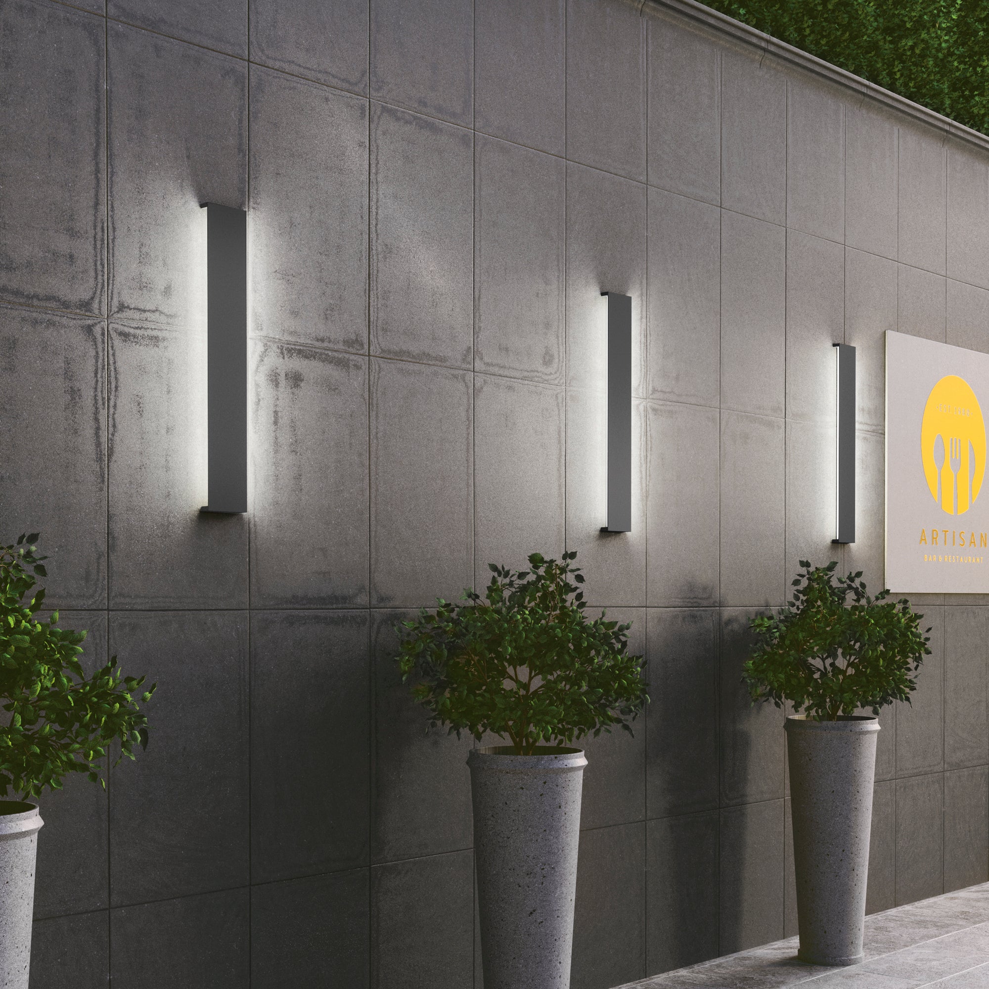 APPLIQUE BIEMISSIONE LED RIBBON ANTRACITE 2X10W 2600LM 4000K IP65 11,5X2,6X72CM