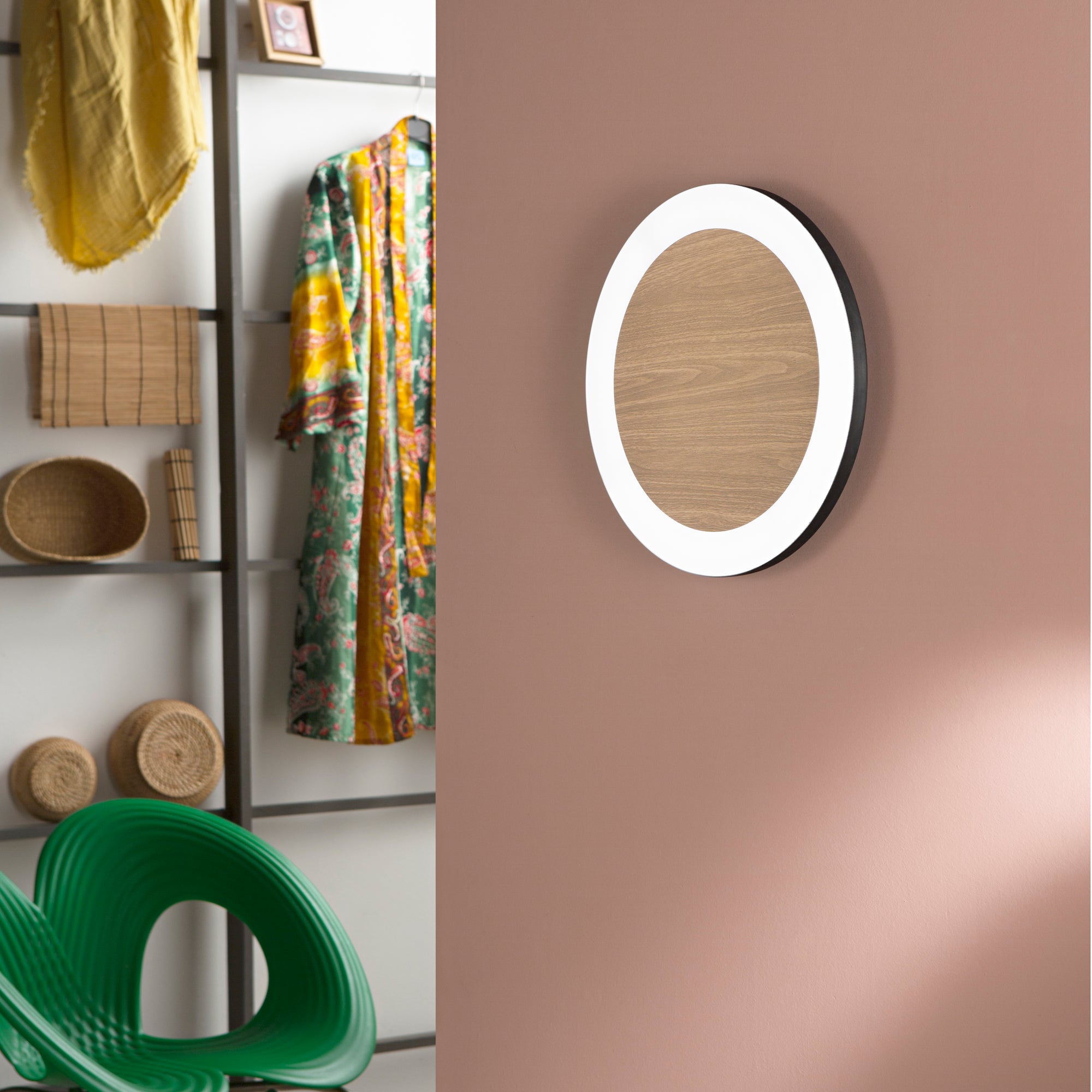 PLAFONIERA LED SAMSARA BIANCA/LEGNO 35W 5300LM CCT 40X4,2CM