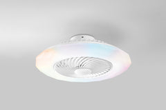 PLAFONIERA LED VENTILATORE SKYRON BIANCO 40W 4800LM CCT DIMM CON RGB DIGITALE CON TELECOMANDO RF INCLUSO 22,5X59,5CM