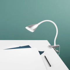 LAMPADA DA LETTURA LED HEGEL ARGENTO CON PINZA 3,7W 450LM 4000K 9,5X9,5X33CM