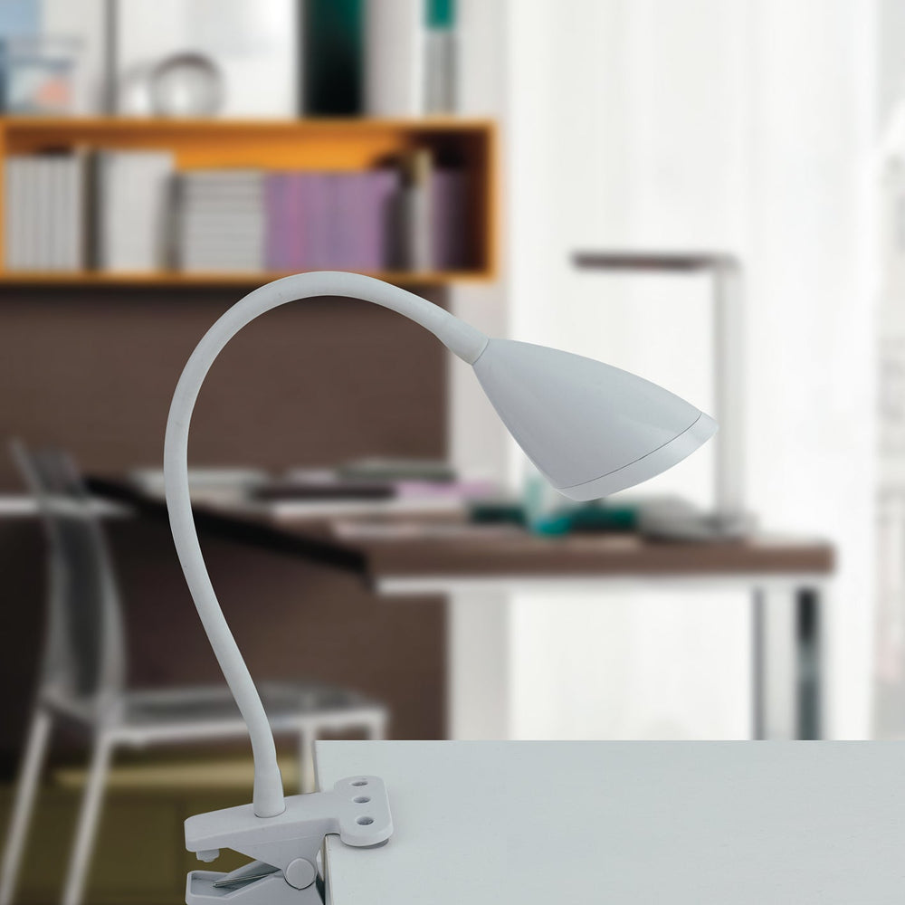 LAMPADA DA LETTURA LED HEGEL BIANCA CON PINZA 3,7W 450LM 4000K 9,5X9,5X33CM
