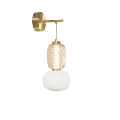"Applique LED TOTEM in metallo oro con diffusori bianchi e ambra 3000K"