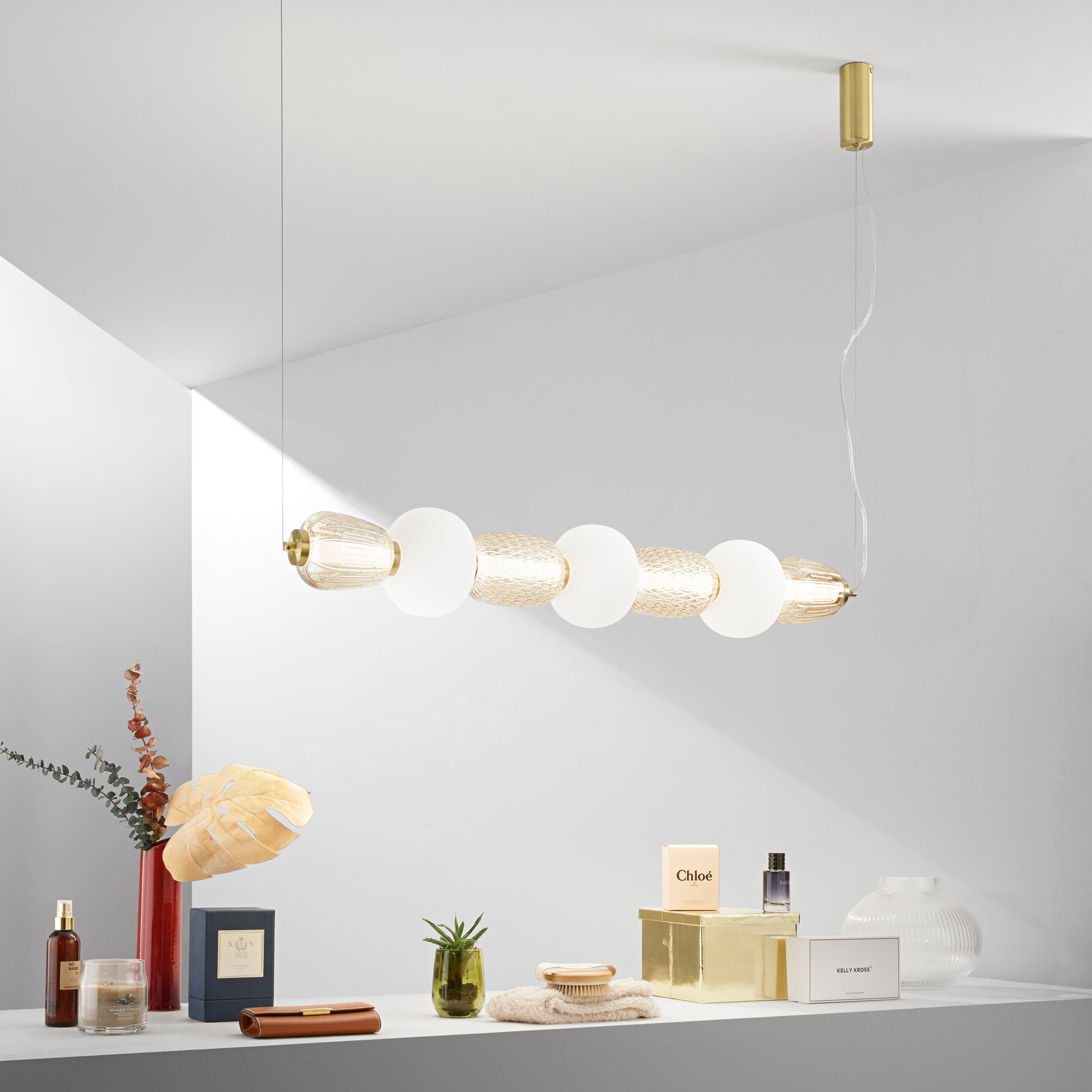 SOSPENSIONE LED TOTEM ORO 42W 4500LM 3000K 17X163CM
