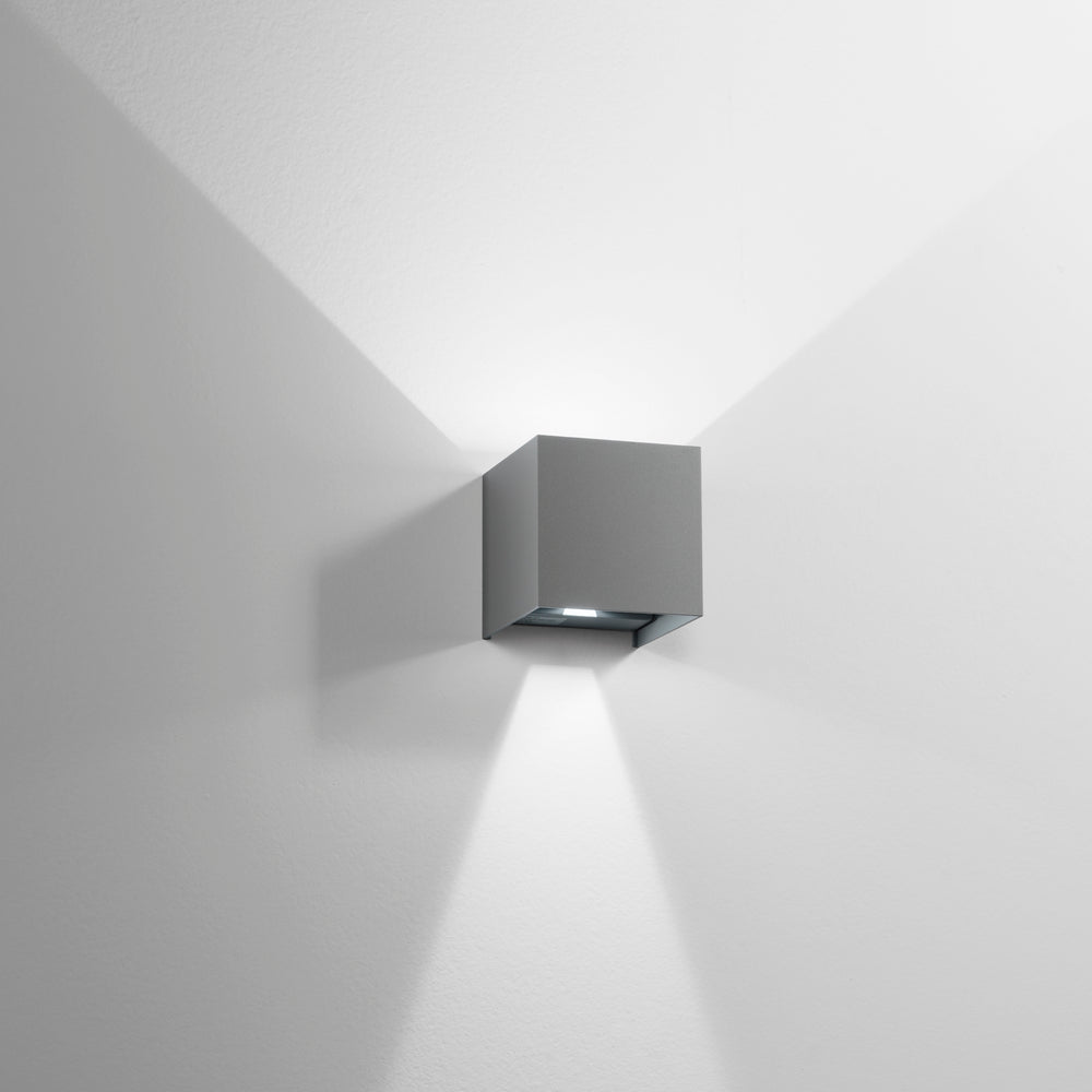 APPLIQUE BIEMISSIONE LED ALFA GRIGIA 2X5W 1200LM CCT IP54 10X10X10CM