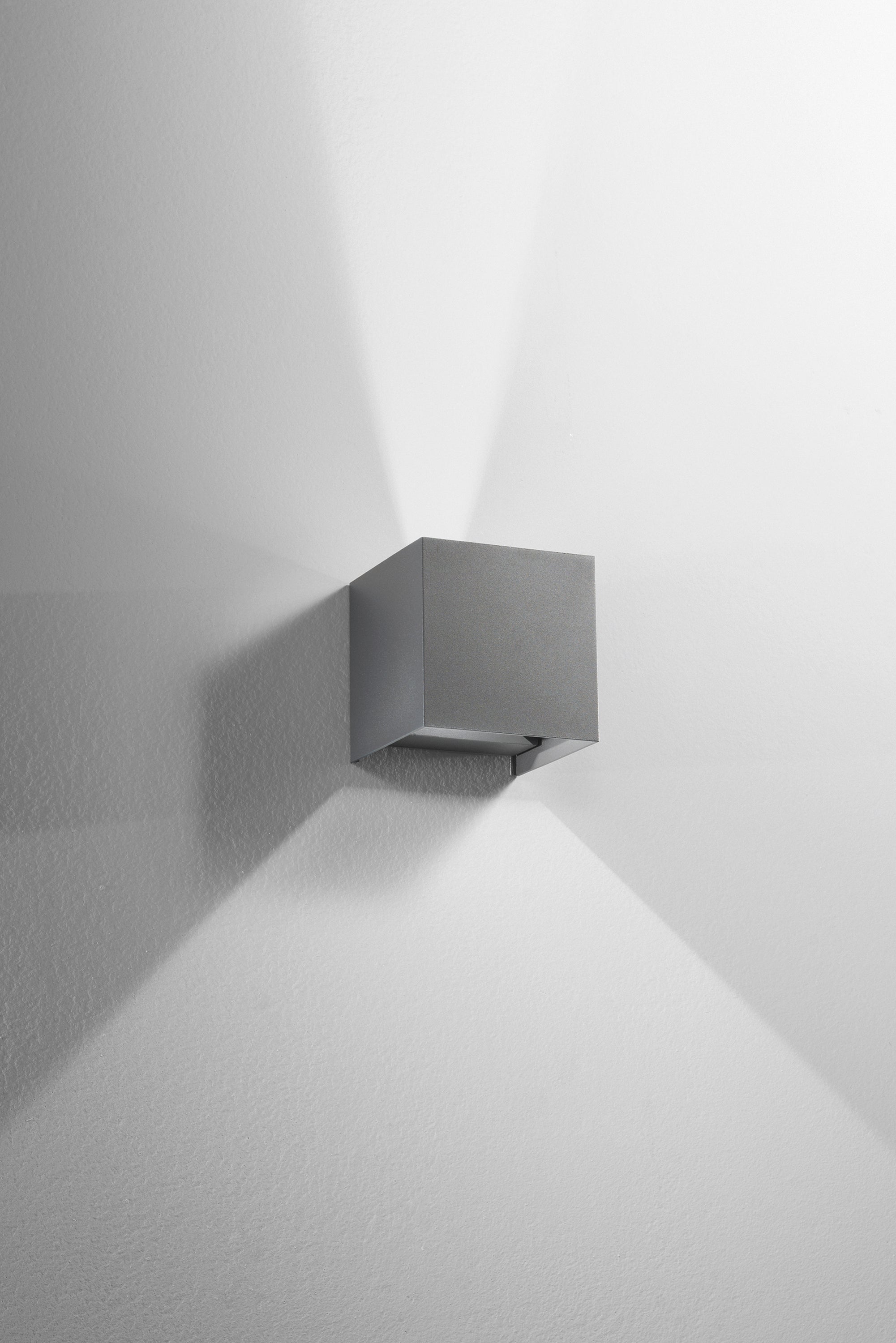 APPLIQUE BIEMISSIONE LED ALFA GRIGIO 2X10W 1800LM CCT IP54 12X12X12CM