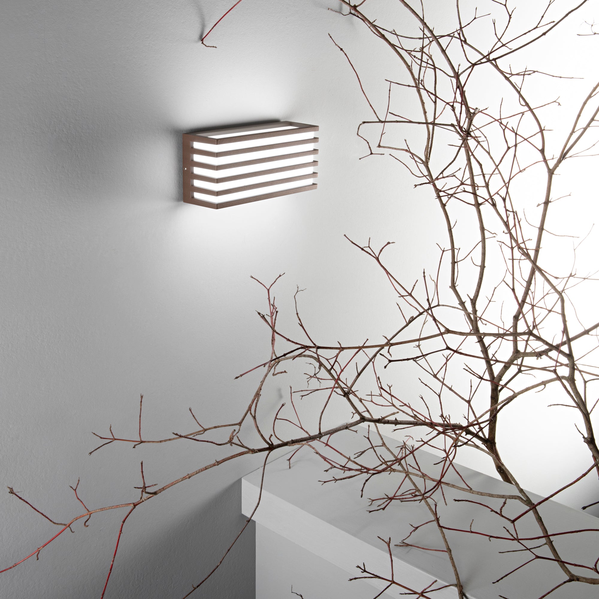 APPLIQUE BIEMISSIONE LED DUKROT CORTEN 12W 1440LM CCT IP54 CCT 22X8X11CM